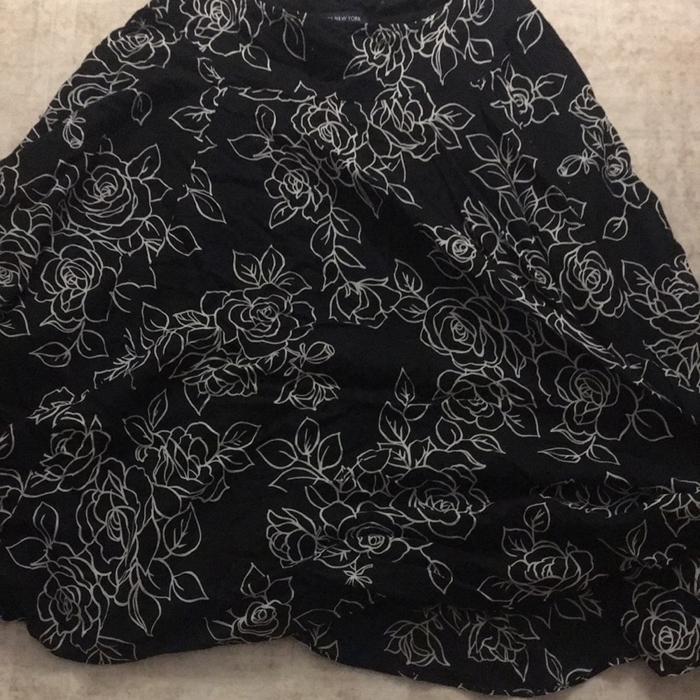 Black Floral A-Line Women's Skirt